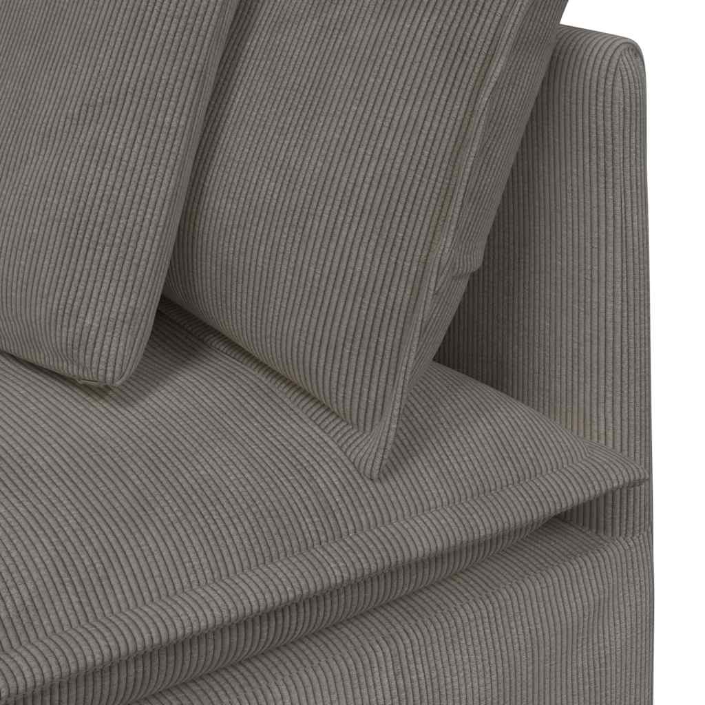 Canapé modulable avec coussins en tissu velours côtelé gris clair - XIOS