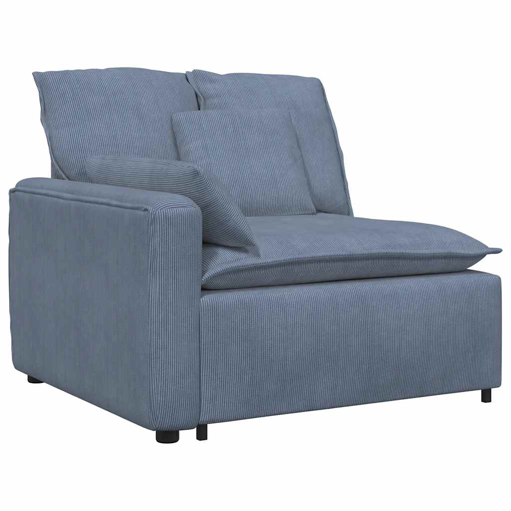 Canapé modulable avec coussins velours côtelé bleu - XIOS