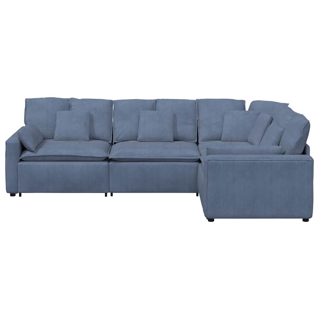 Canapé modulable avec coussins velours côtelé bleu - XIOS