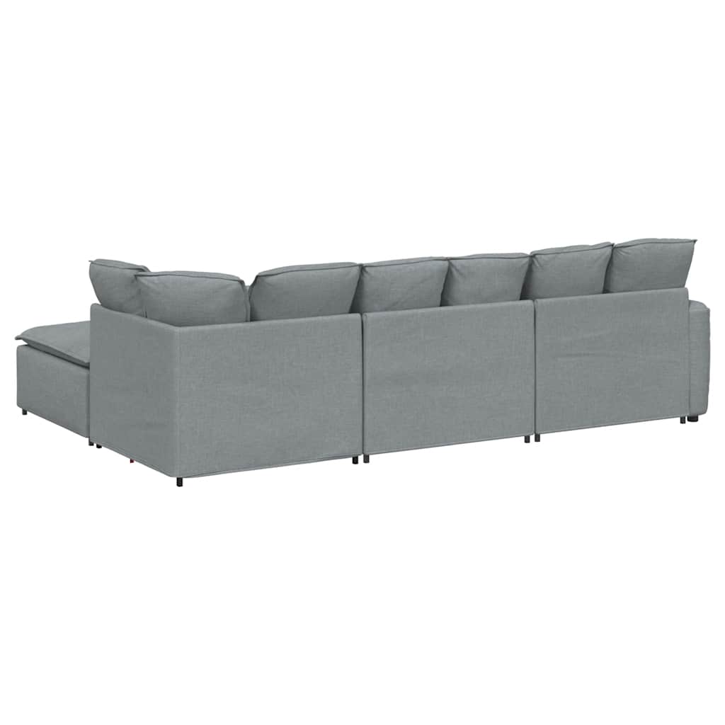 Canapé modulable avec repose-pieds et coussins en tissu gris clair - XIOS