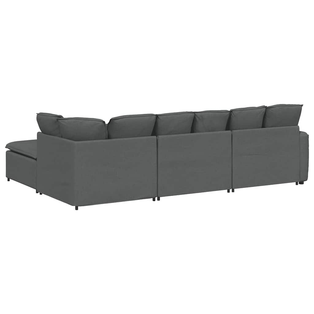 Canapé modulable avec repose-pieds et coussins en tissu gris foncé - XIOS
