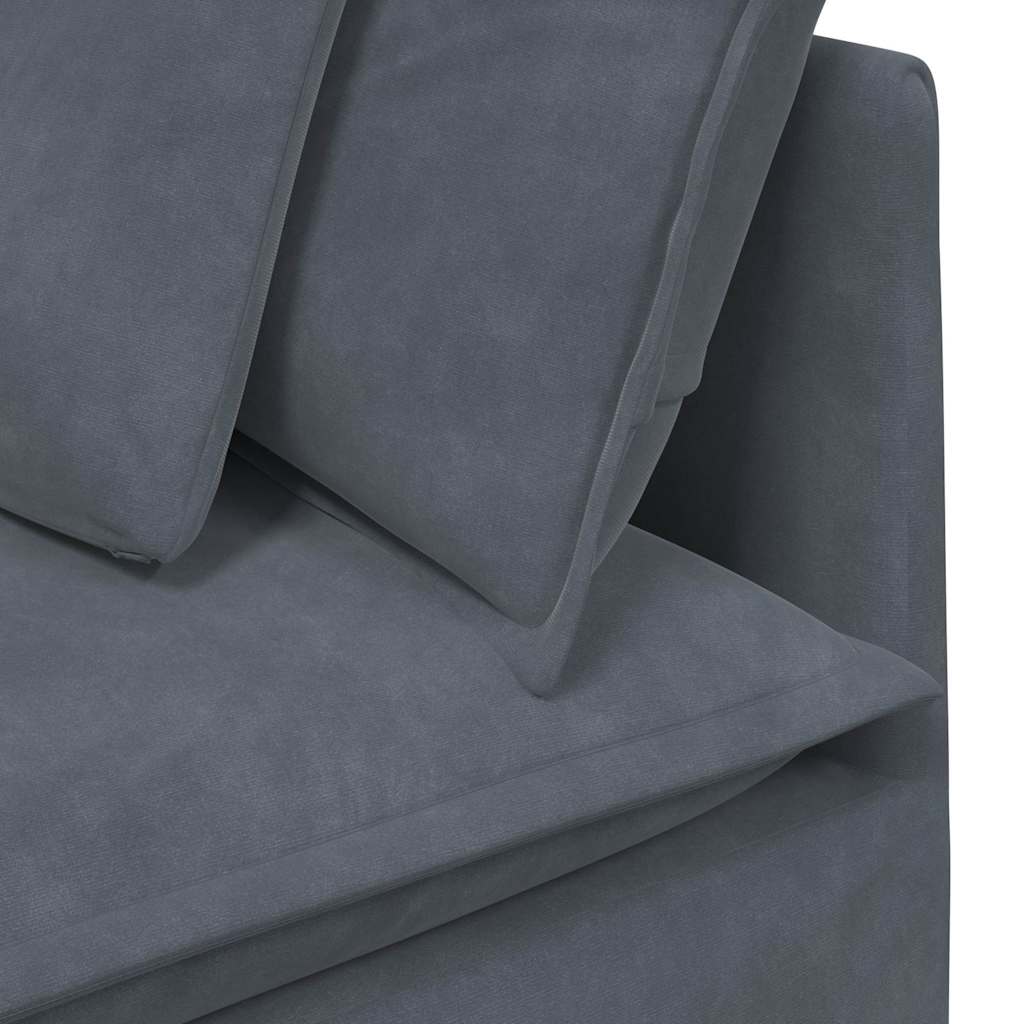 Canapé modulaire et repose-pieds et coussins velours gris foncé - XIOS
