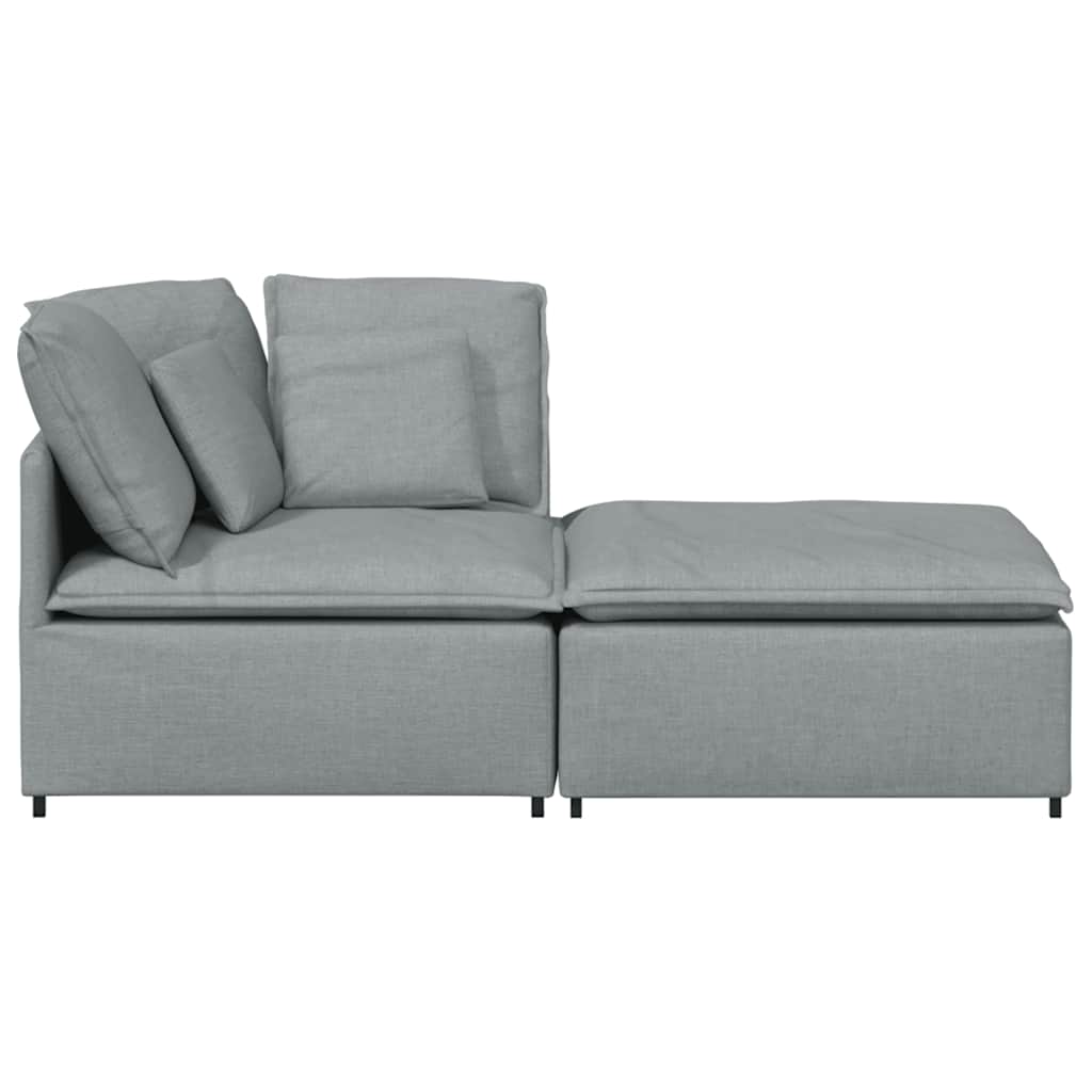 Canapé modulable avec repose-pieds et coussins en tissu gris clair - XIOS