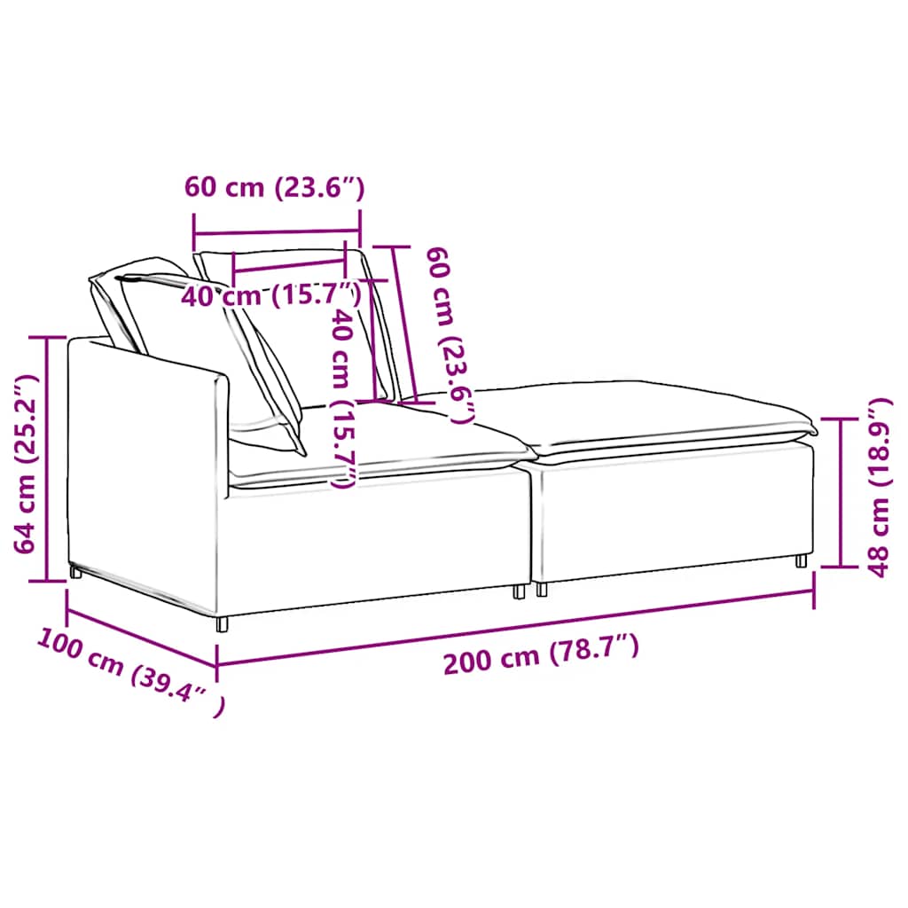 Canapé modulable avec repose-pieds et coussins en tissu gris clair - XIOS