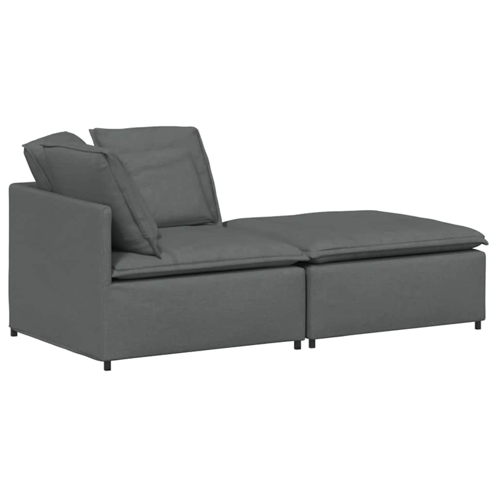 Canapé modulaire et repose-pieds et coussins tissu gris foncé - XIOS