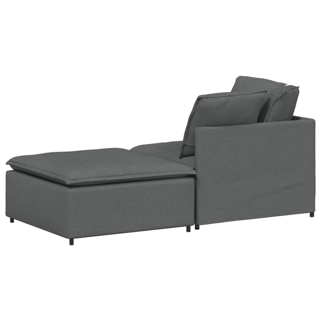 Canapé modulaire et repose-pieds et coussins tissu gris foncé - XIOS