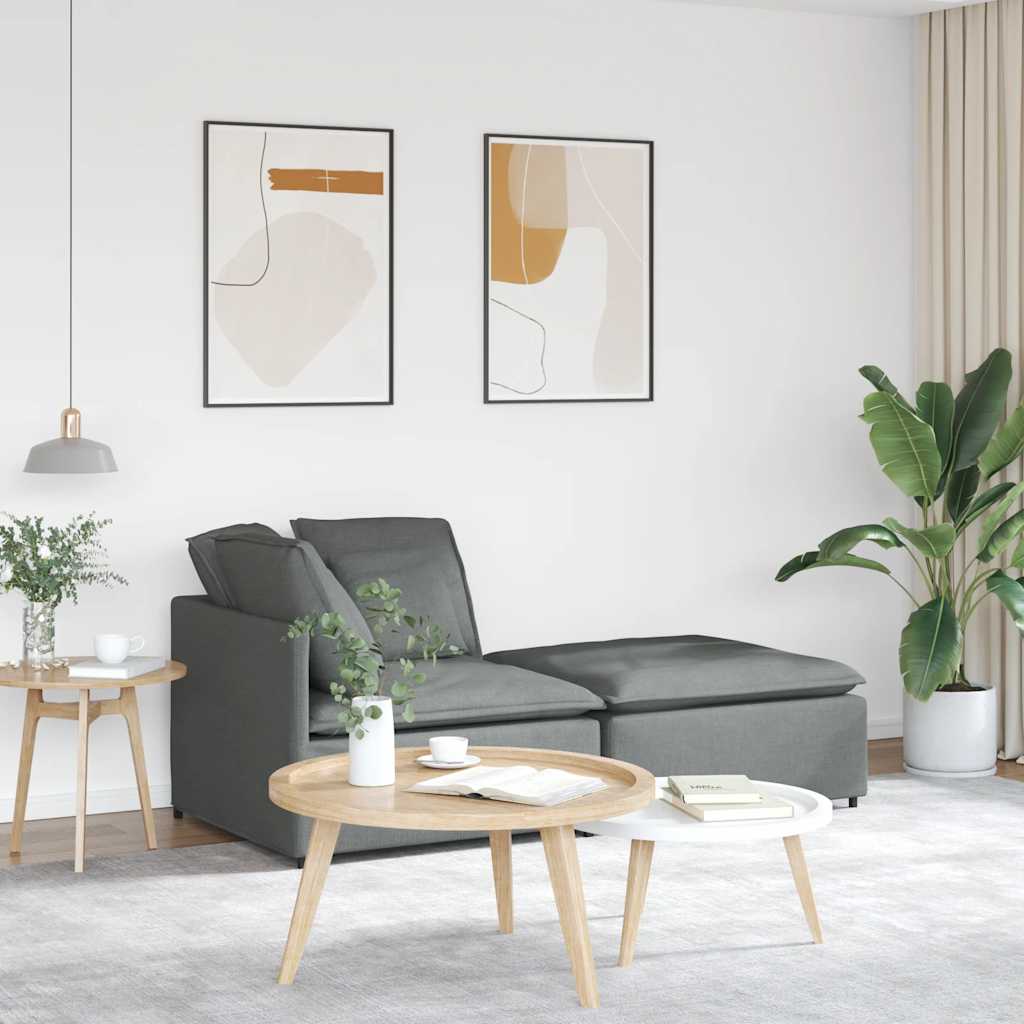 Canapé modulaire et repose-pieds et coussins tissu gris foncé - XIOS