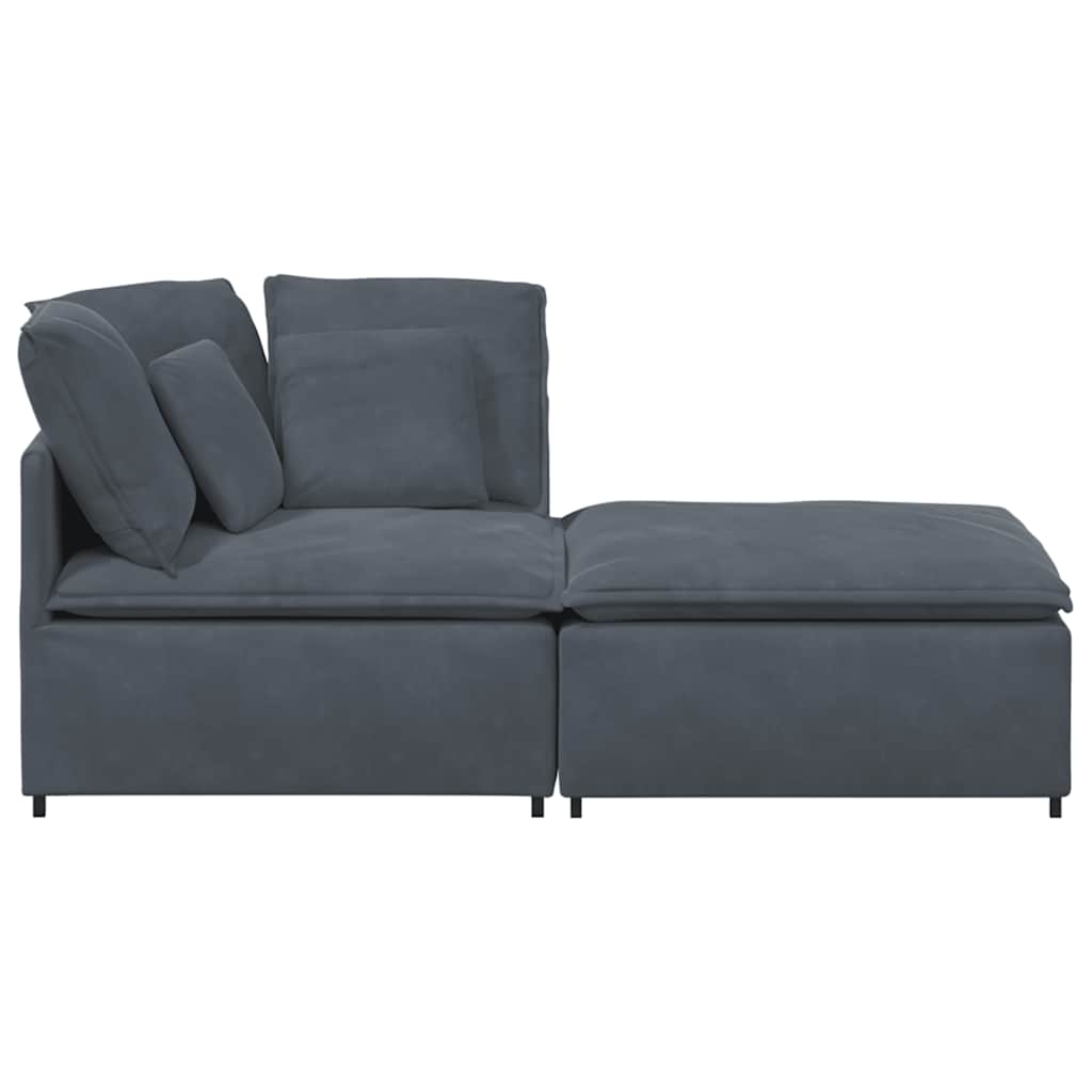 Canapé modulaire et repose-pieds et coussins velours gris foncé - XIOS