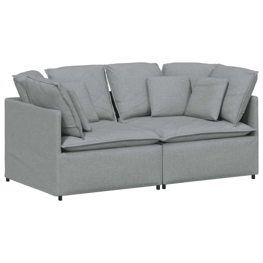 Canapé modulable avec coussins en tissu gris clair - XIOS