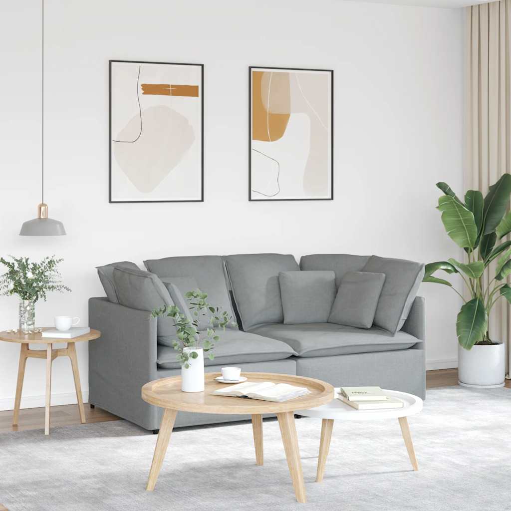 Canapé modulable avec coussins en tissu gris clair - XIOS