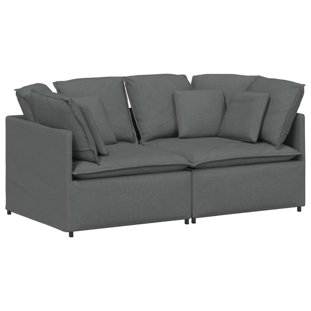 Canapé modulaire avec coussins en tissu gris foncé - XIOS
