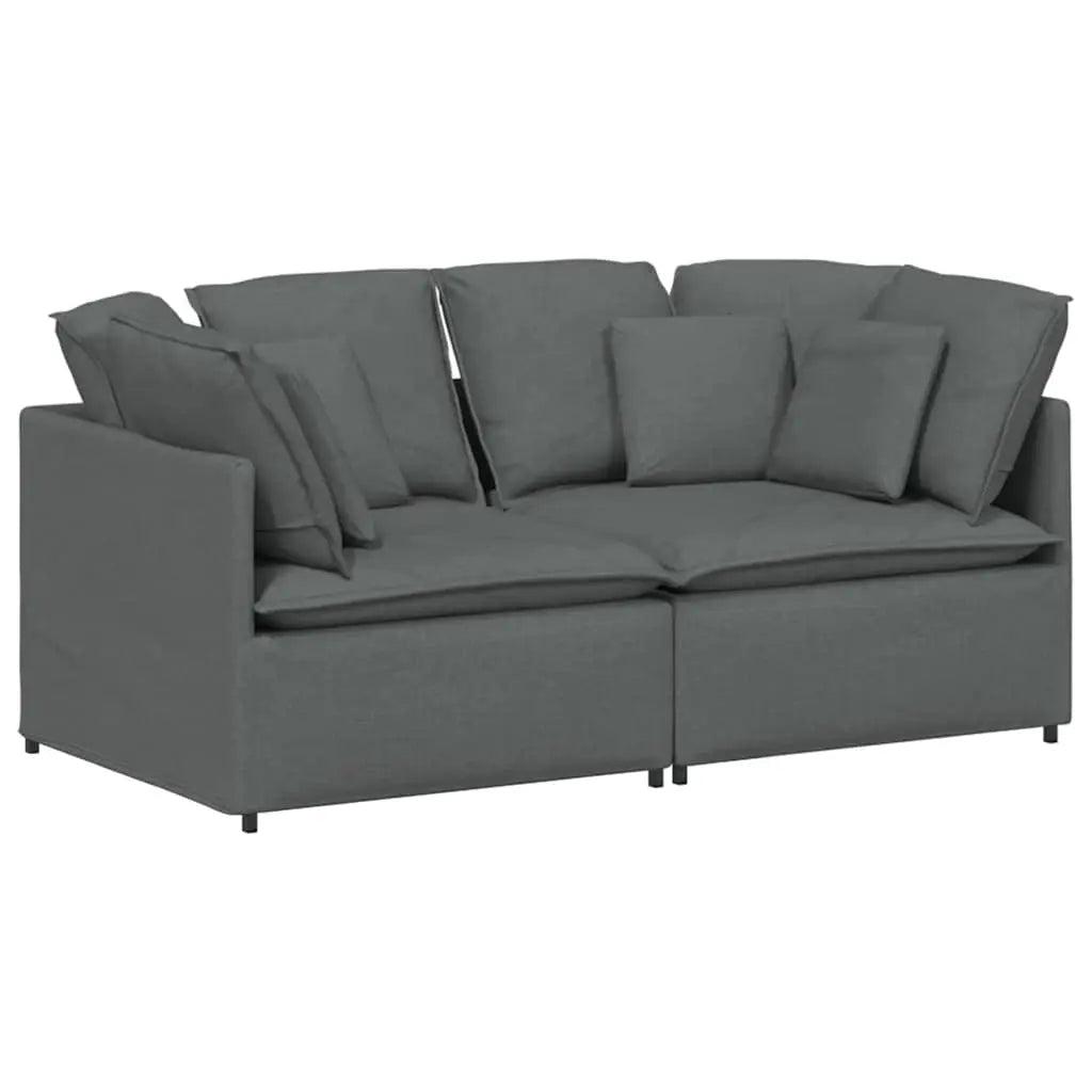 Canapé modulaire avec coussins en tissu gris foncé - XIOS