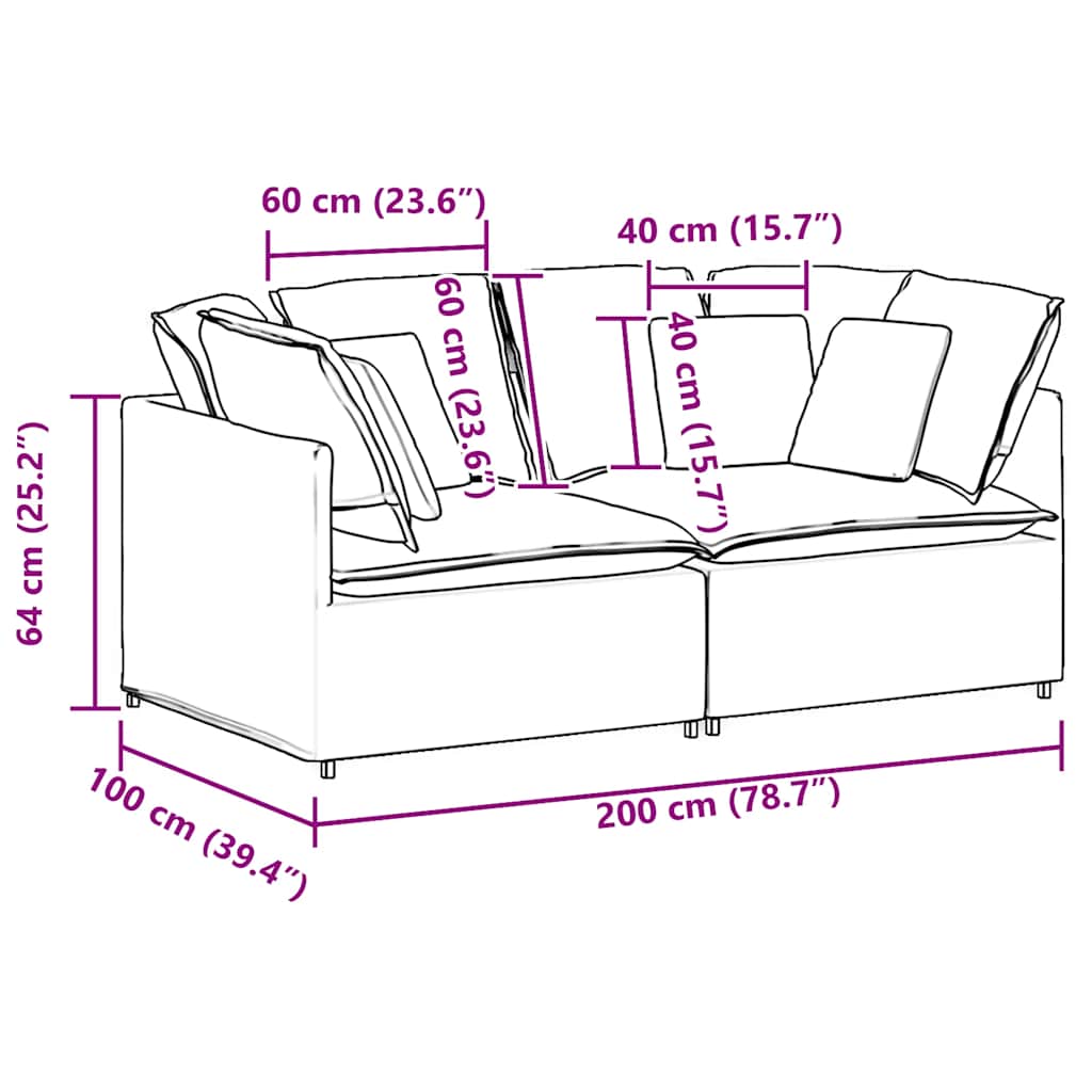 Canapé modulaire avec coussins en tissu gris foncé - XIOS