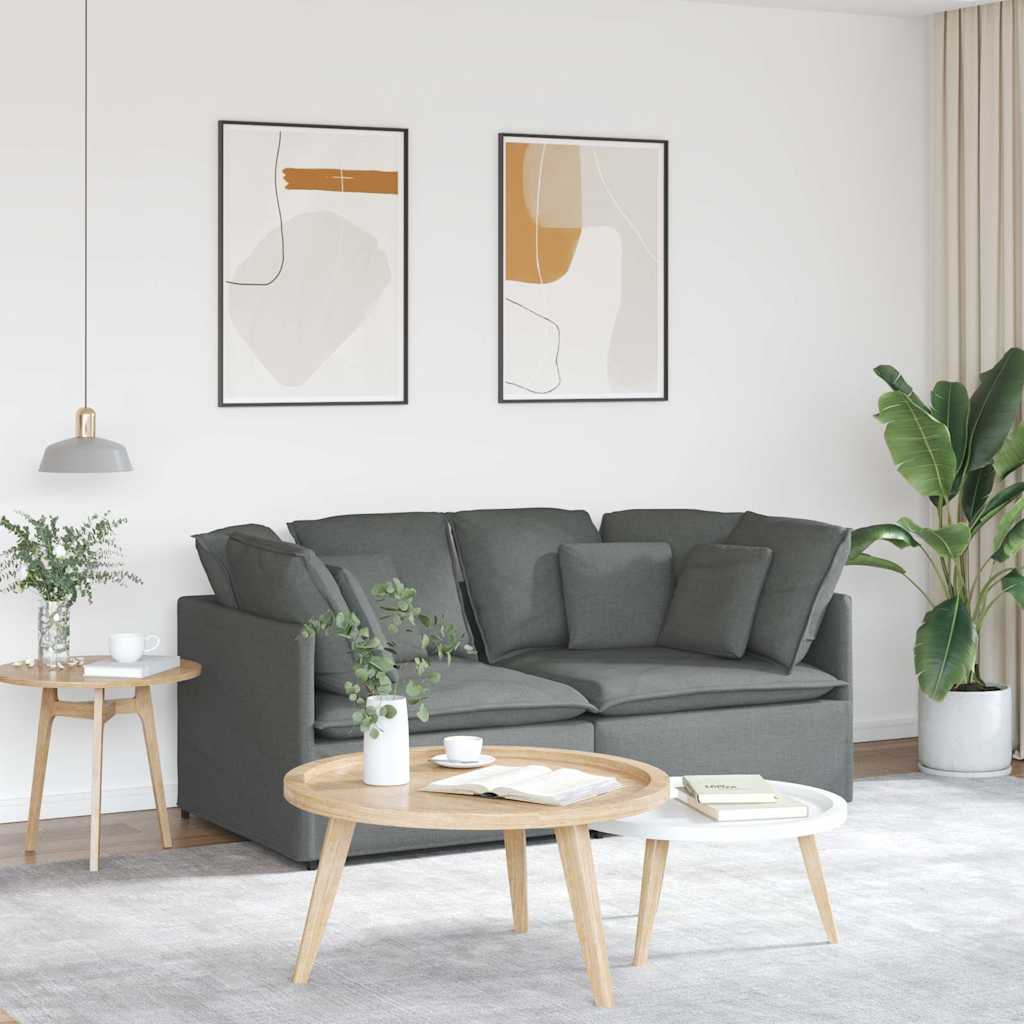 Canapé modulaire avec coussins en tissu gris foncé - XIOS