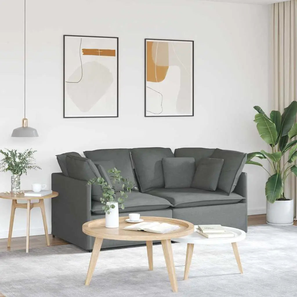 Canapé modulaire avec coussins en tissu gris foncé - XIOS