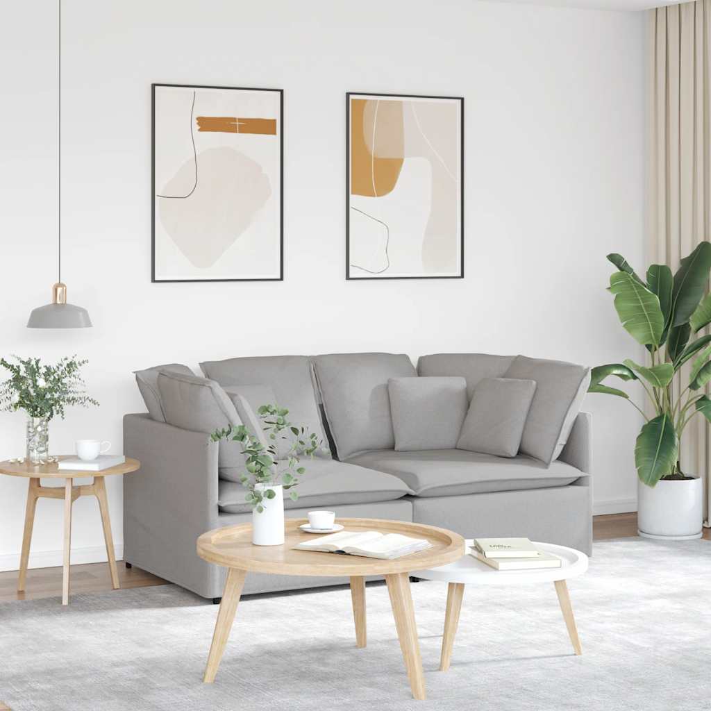 Canapé modulable avec coussins en tissu gris nuage - XIOS