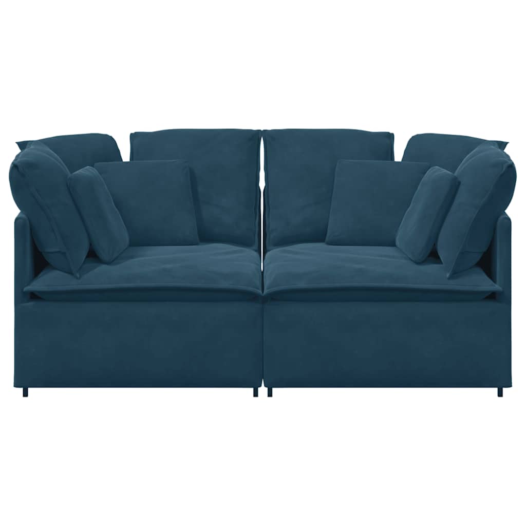 Canapé modulable avec coussins velours bleu - XIOS