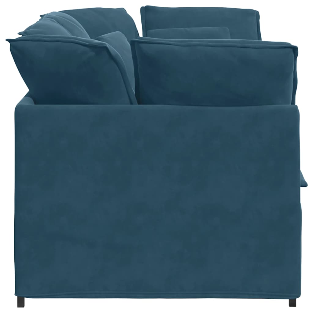 Canapé modulable avec coussins velours bleu - XIOS