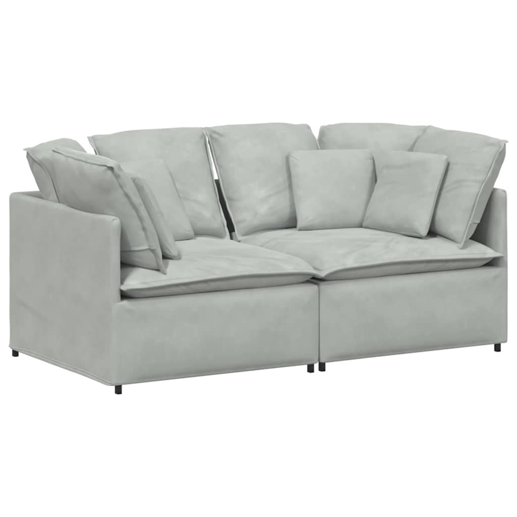 Canapé modulable avec coussins velours gris clair - XIOS