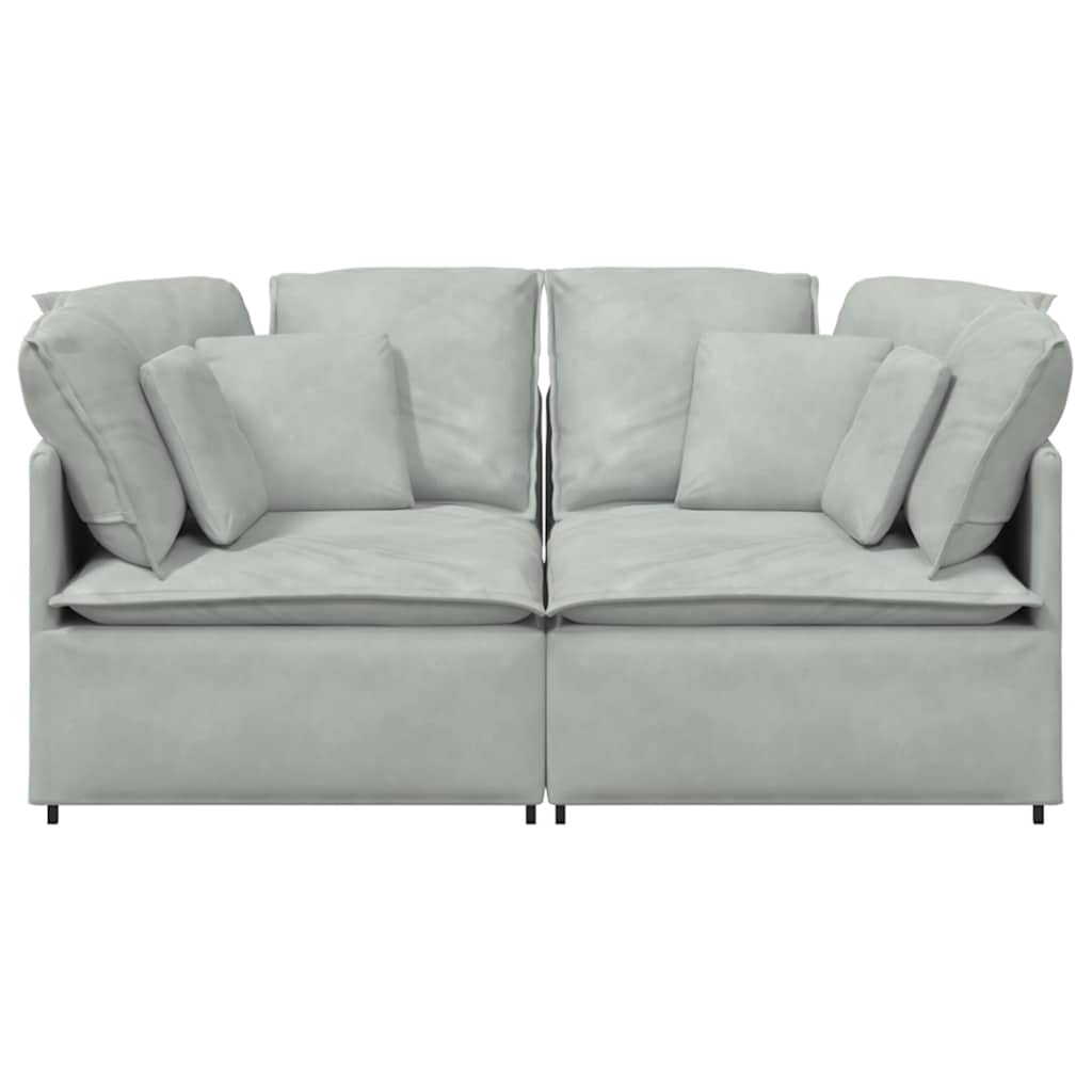 Canapé modulable avec coussins velours gris clair - XIOS