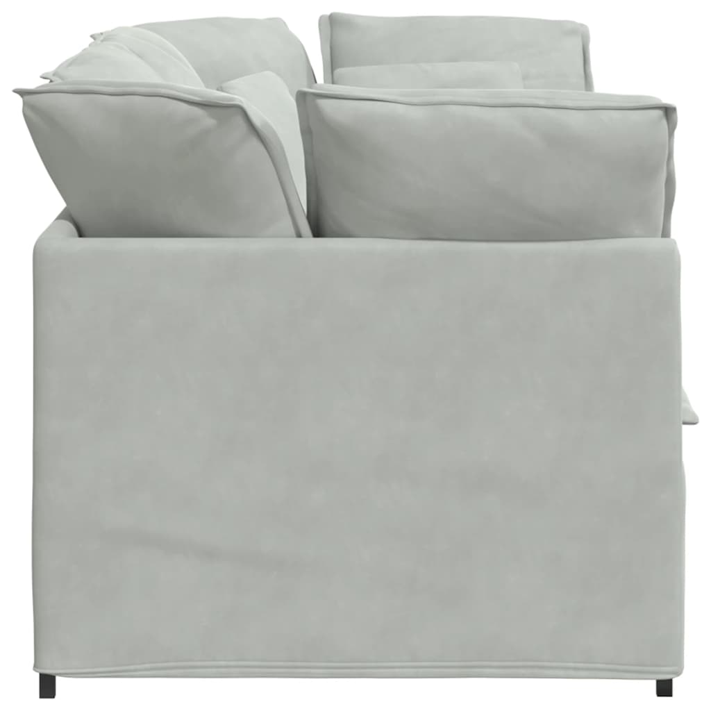 Canapé modulable avec coussins velours gris clair - XIOS