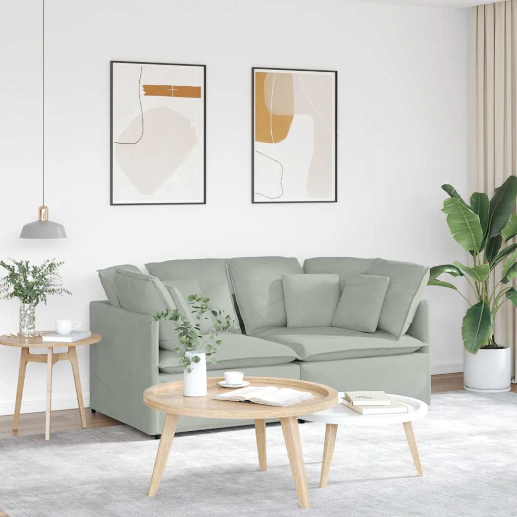 Canapé modulable avec coussins velours gris clair - XIOS