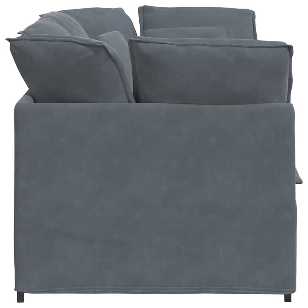 Canapé modulaire avec coussins en velours gris foncé - XIOS