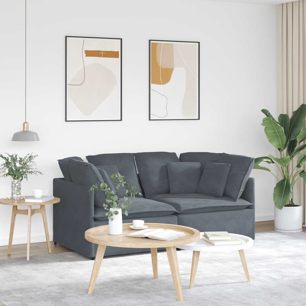 Canapé modulaire avec coussins en velours gris foncé - XIOS