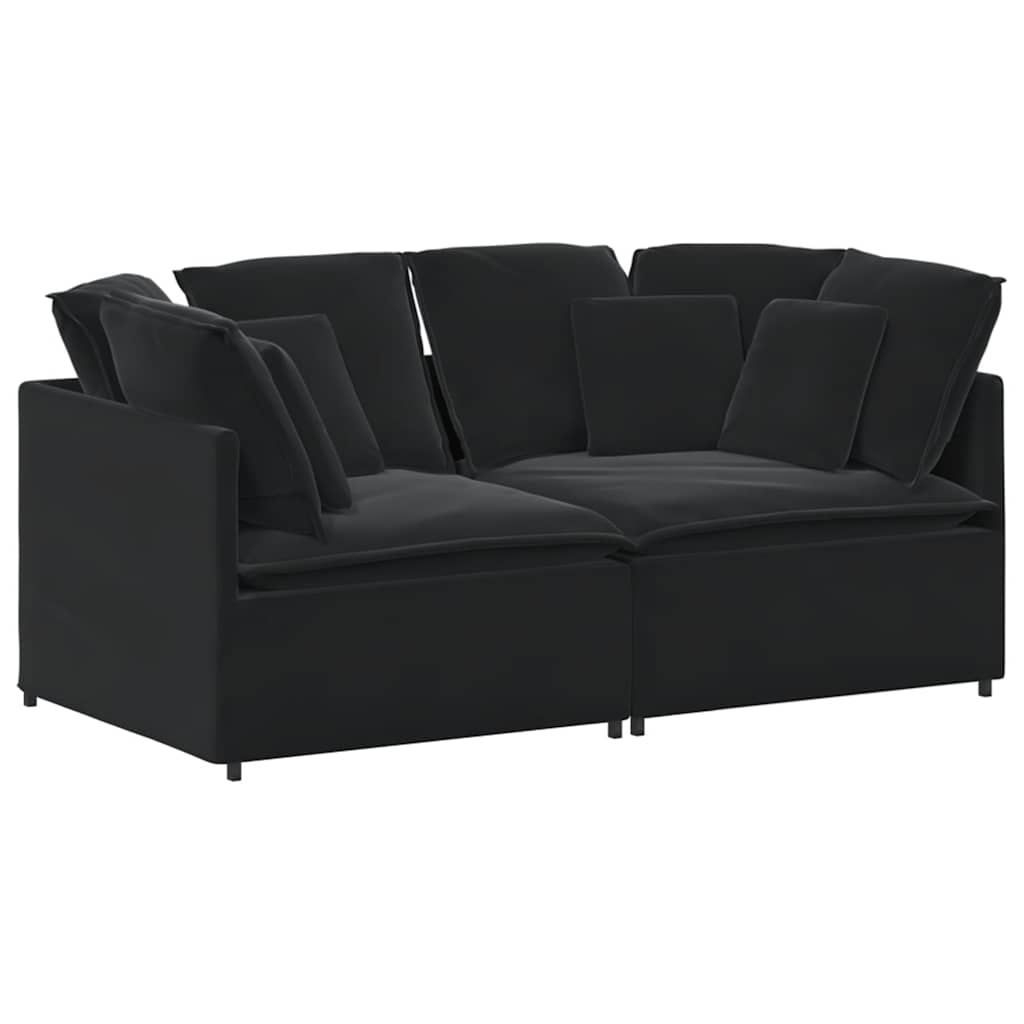 Canapé modulable avec coussins velours noir - XIOS