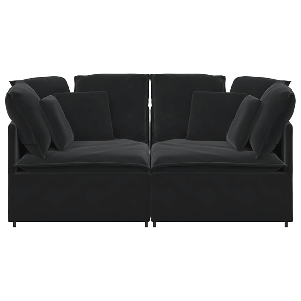 Canapé modulable avec coussins velours noir - XIOS