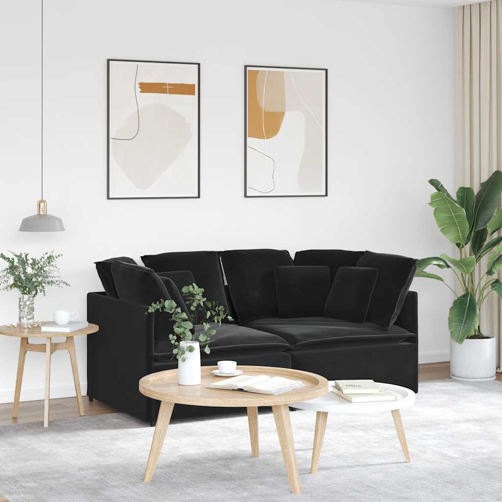Canapé modulable avec coussins velours noir - XIOS