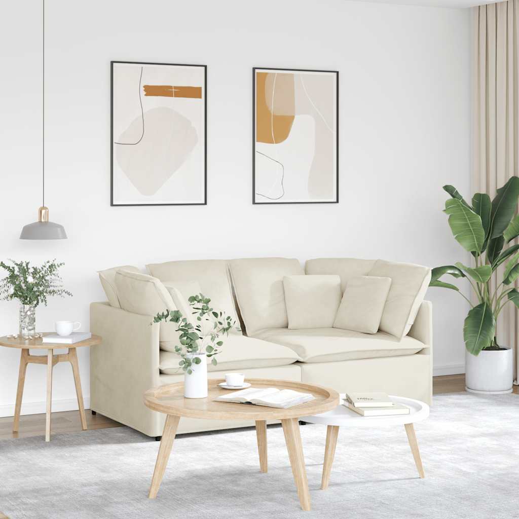Canapé modulable avec coussins velours crème - XIOS
