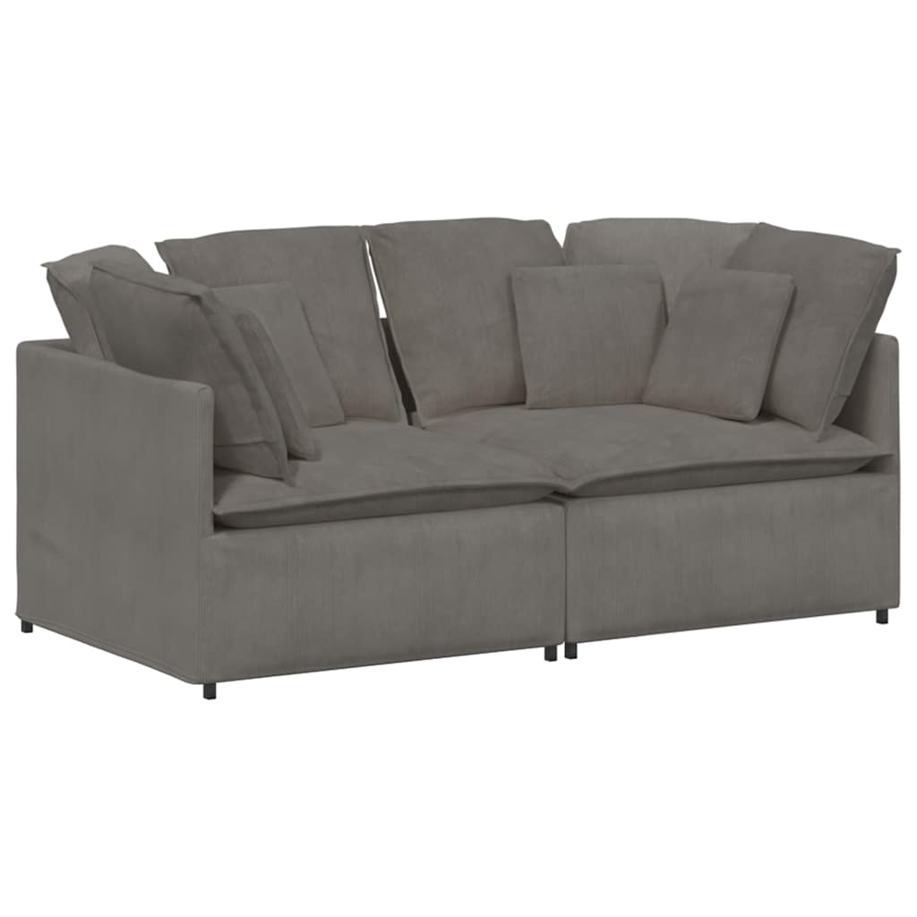 Canapé modulable avec coussins en tissu velours côtelé gris clair - XIOS