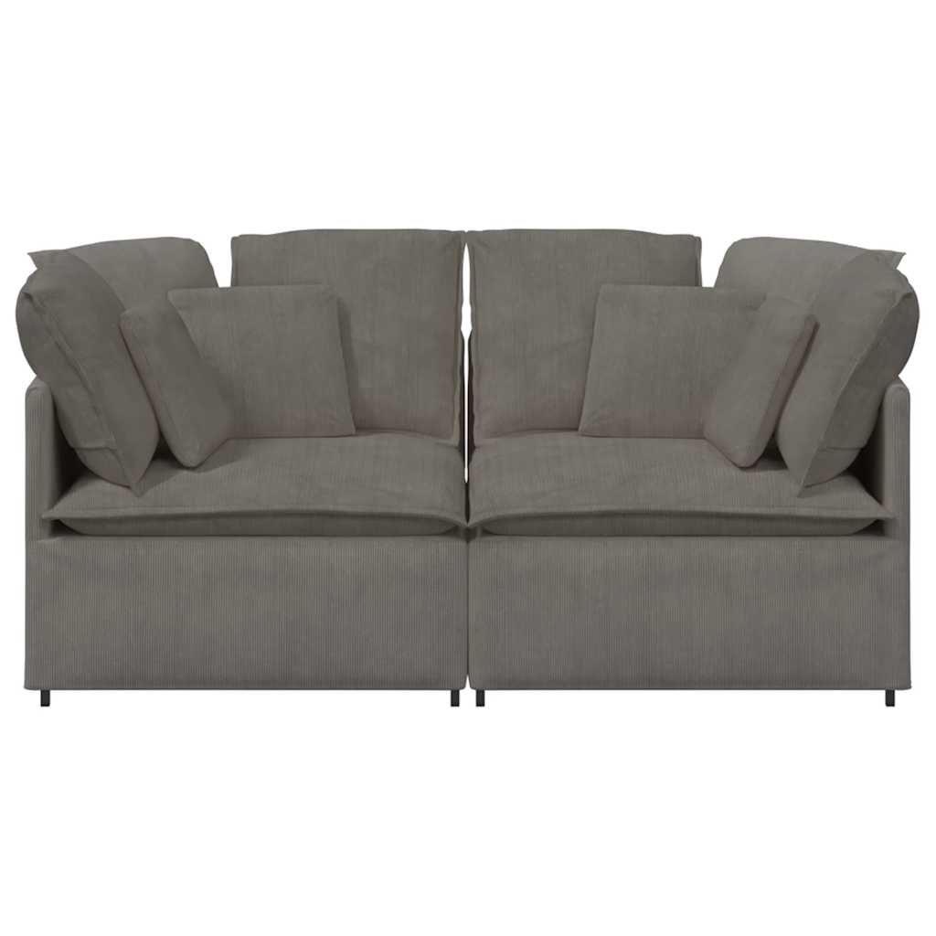 Canapé modulable avec coussins en tissu velours côtelé gris clair - XIOS