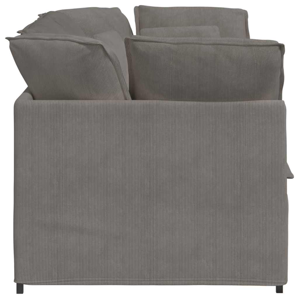 Canapé modulable avec coussins en tissu velours côtelé gris clair - XIOS