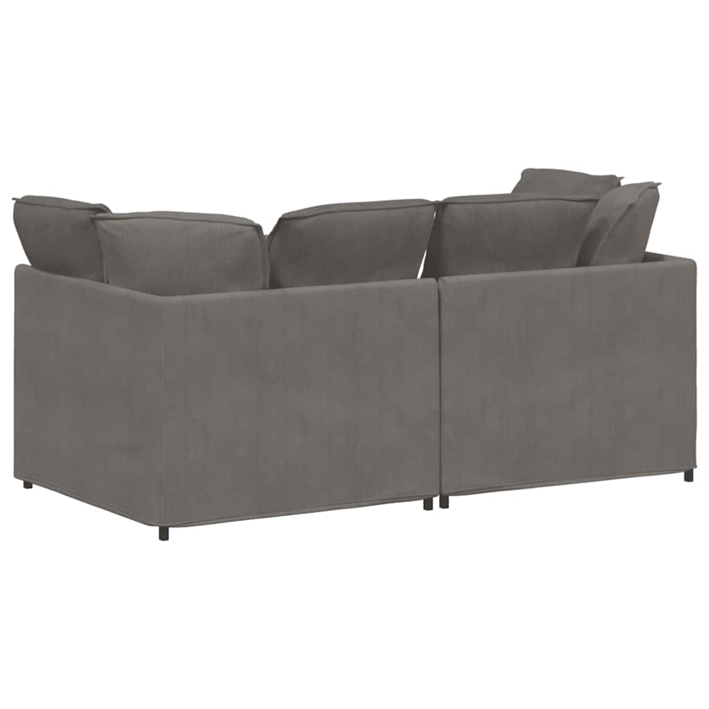 Canapé modulable avec coussins en tissu velours côtelé gris clair - XIOS