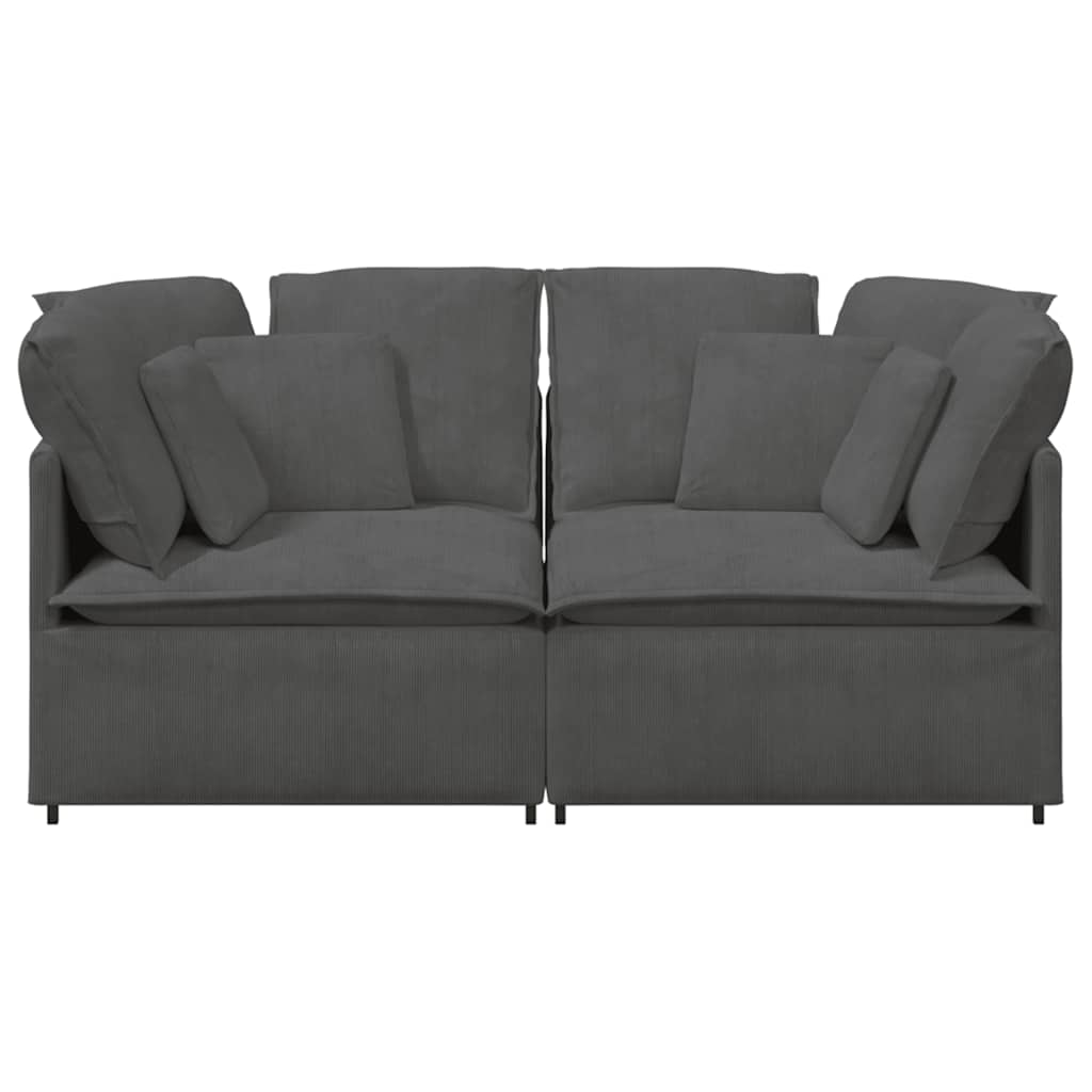 Canapé modulable avec coussins velours côtelé gris foncé - XIOS