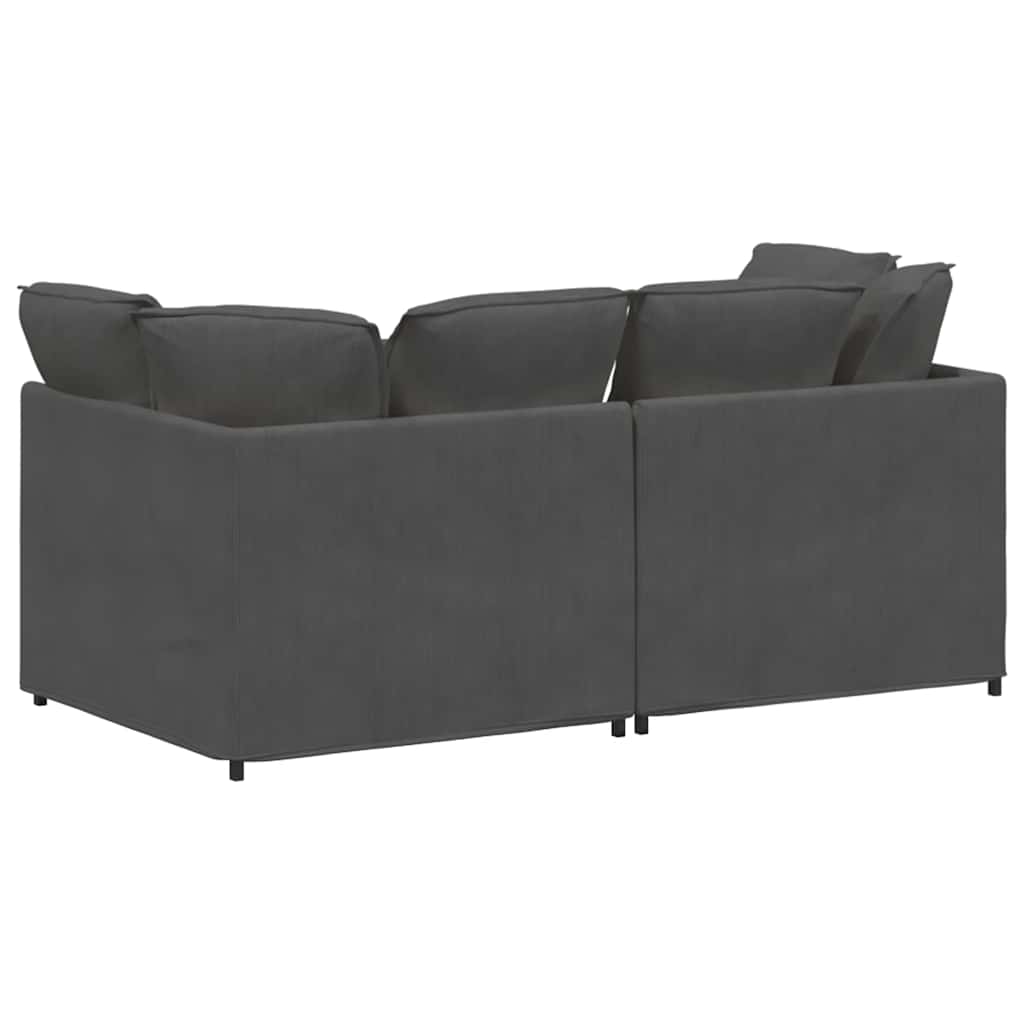 Canapé modulable avec coussins velours côtelé gris foncé - XIOS