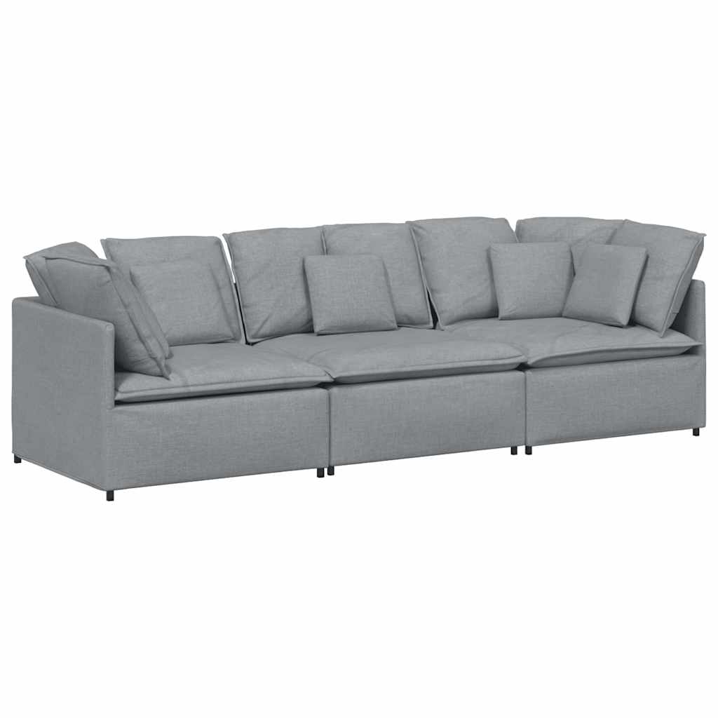 Canapé modulable avec coussins en tissu gris clair - XIOS