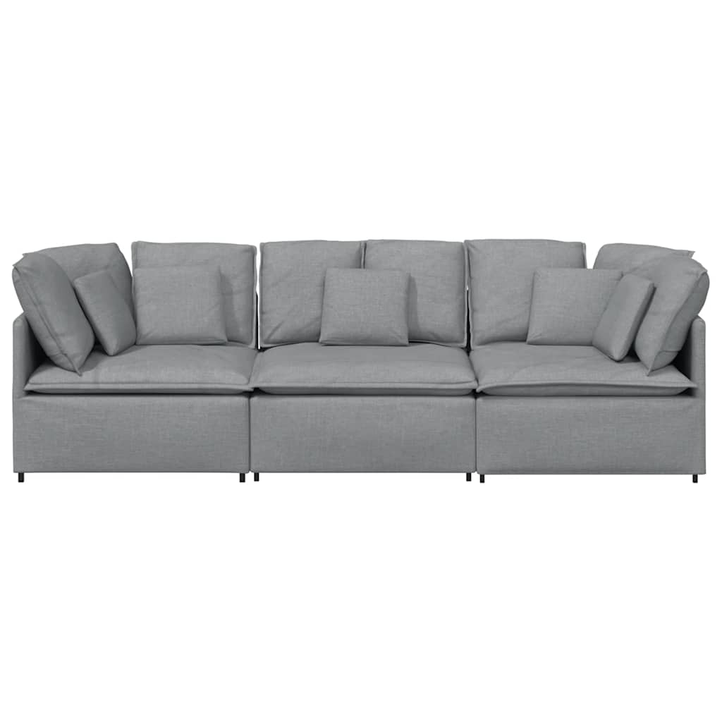 Canapé modulable avec coussins en tissu gris clair - XIOS
