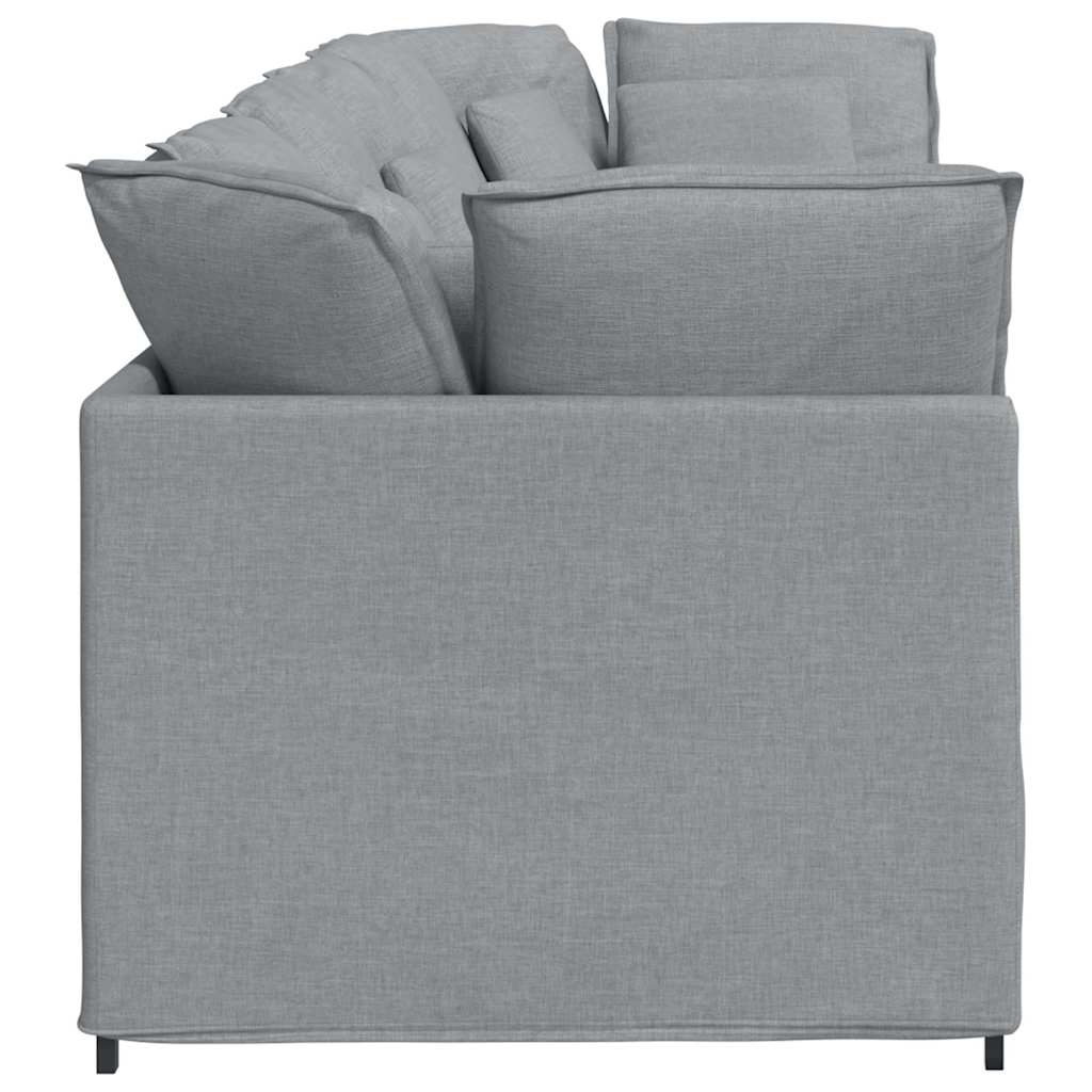 Canapé modulable avec coussins en tissu gris clair - XIOS