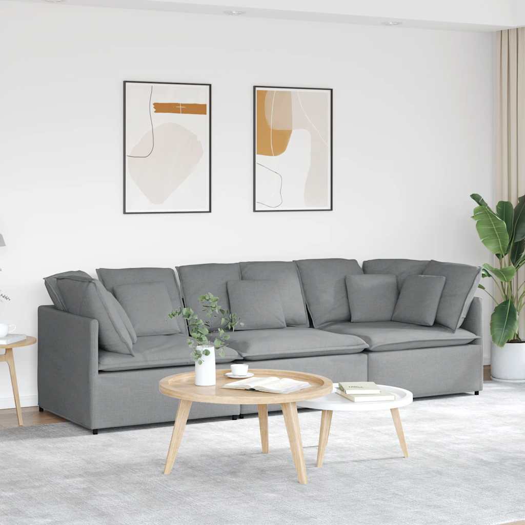 Canapé modulable avec coussins en tissu gris clair - XIOS