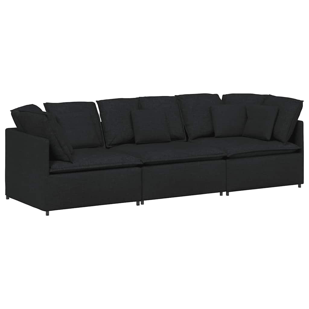 Canapé modulable avec coussins en tissu noir - XIOS