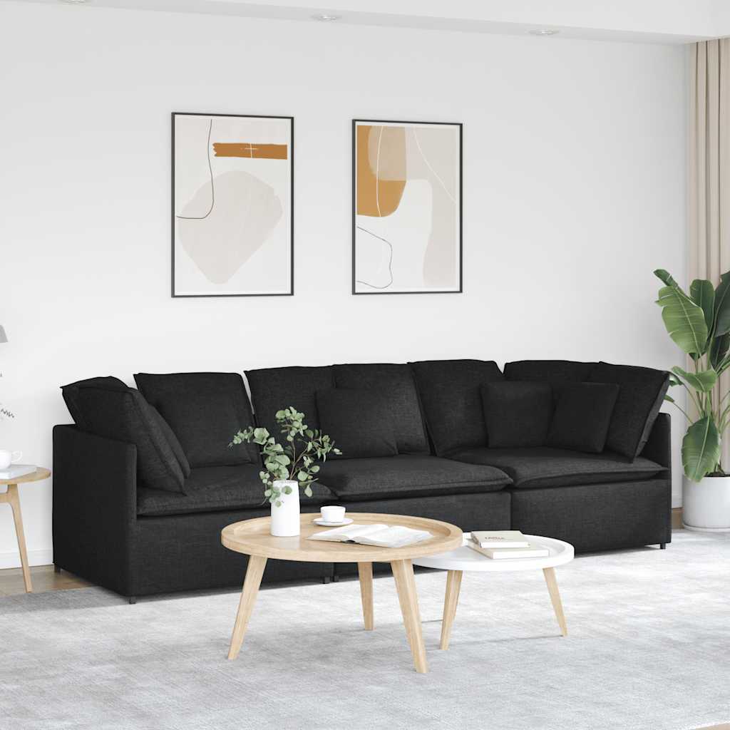 Canapé modulable avec coussins en tissu noir - XIOS