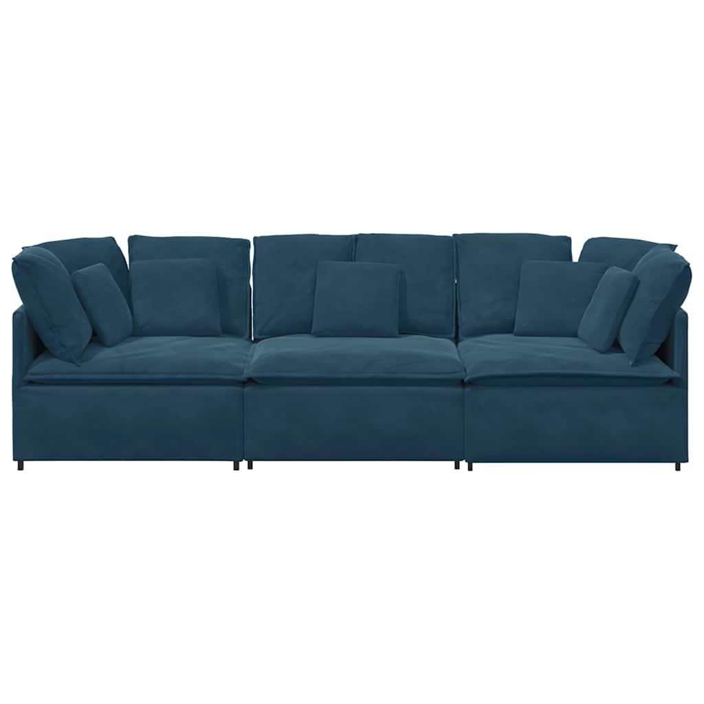 Canapé modulable avec coussins velours bleu - XIOS