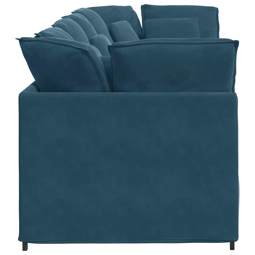 Canapé modulable avec coussins velours bleu - XIOS