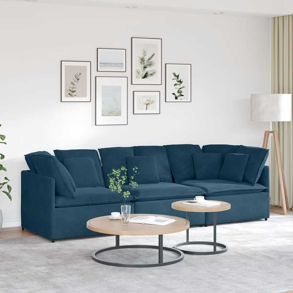 Canapé modulable avec coussins velours bleu - XIOS