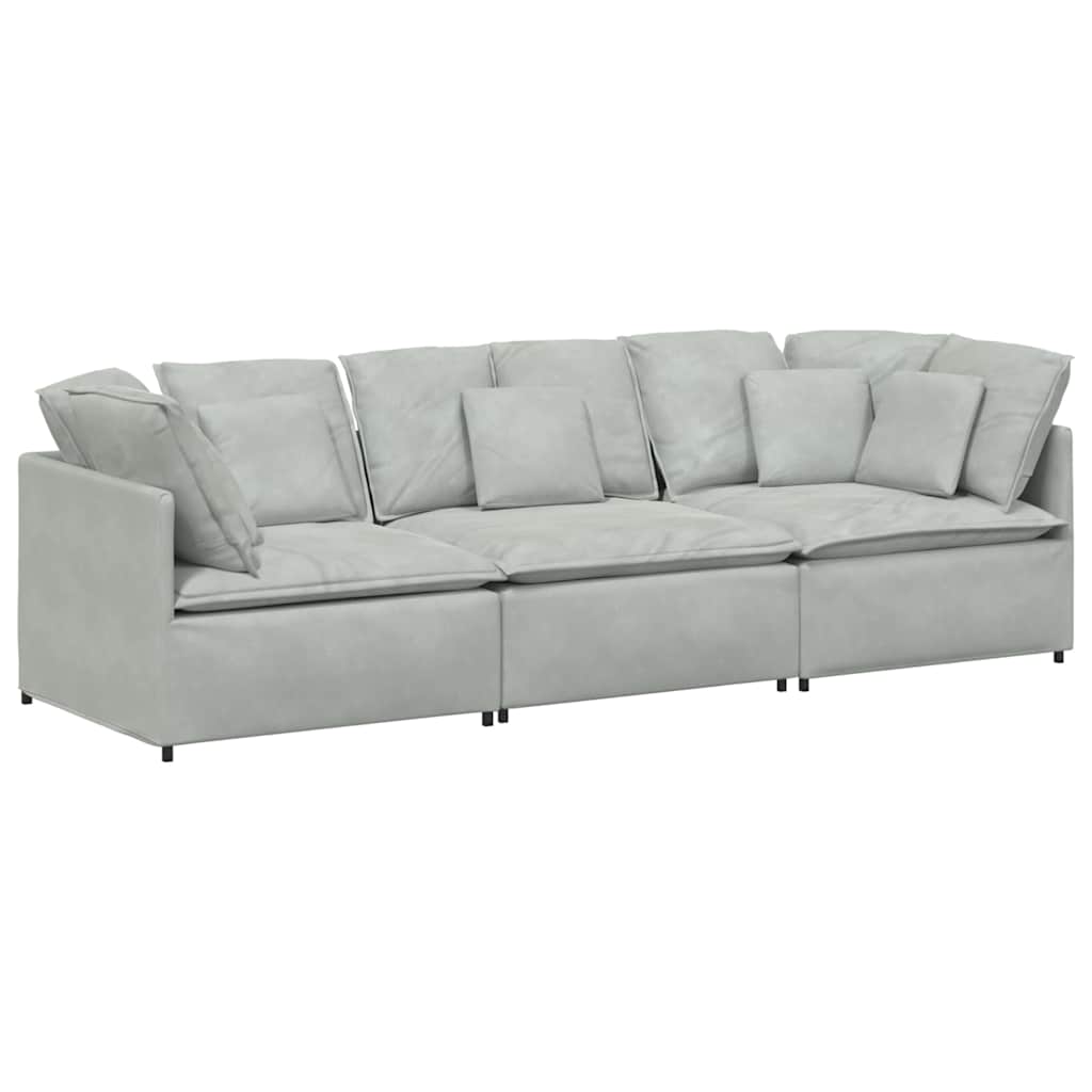 Canapé modulable avec coussins velours gris clair - XIOS