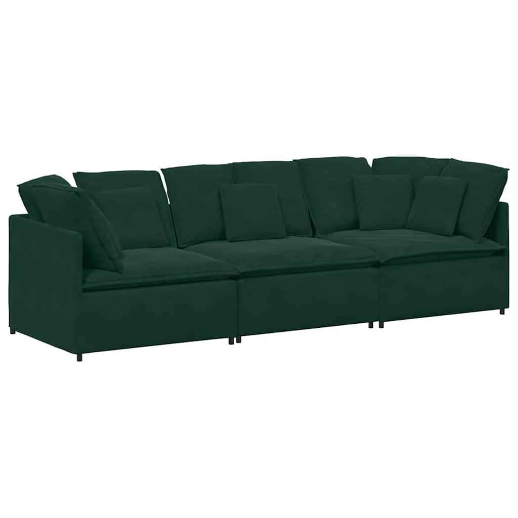 Canapé modulable avec coussins velours vert foncé - XIOS