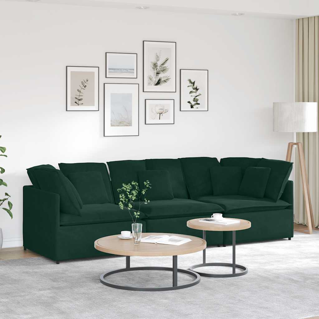 Canapé modulable avec coussins velours vert foncé - XIOS